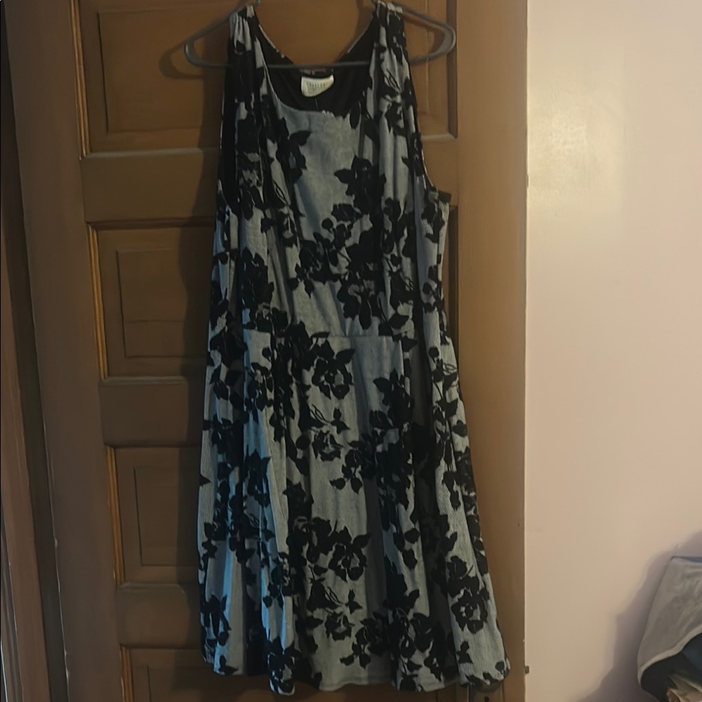 Crescent purchased from
Stitch fix  Black and Gray Embellished roses Midi Dress